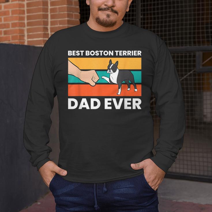 Cute Boston Terrier Best Boston Terrier Dad Ever Men's Long Sleeve T-Shirt, funny design