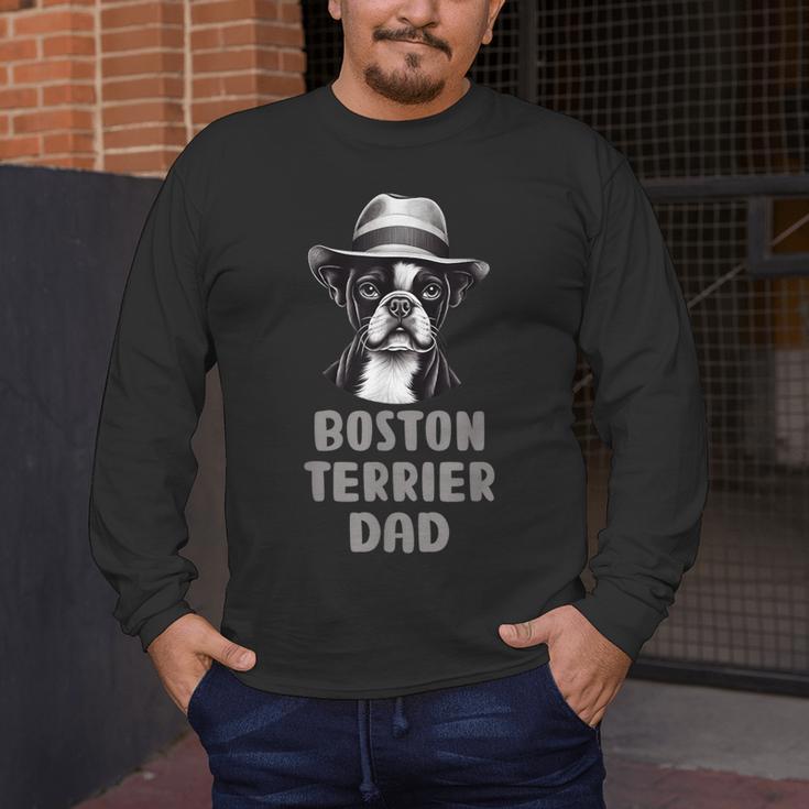Cute Boston Terrier Dad Dog Lovers Puppy Bostie Owner Men's Long Sleeve T-Shirt, funny design