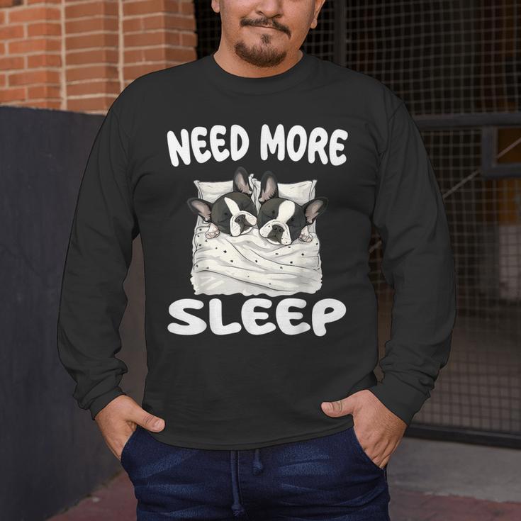 Cute Boston Terrier Need More Sleep Pajamas Nightgown Men's Long Sleeve T-Shirt, funny design