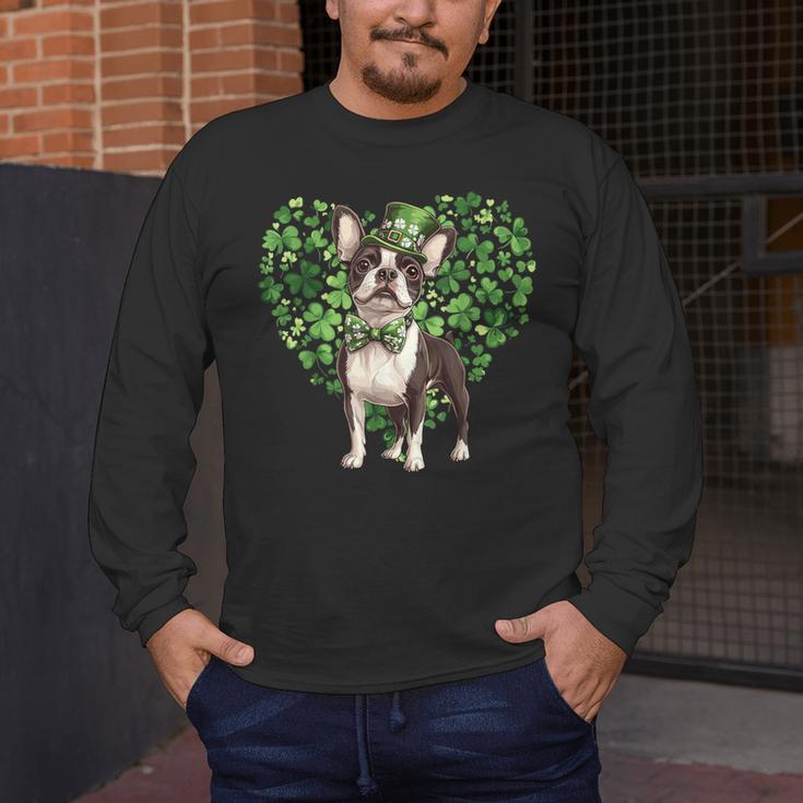 Cute Boston Terrier Shamrock St Patrick's Day Dog Lover Men Women Kids Men's Long Sleeve T-Shirt, funny design
