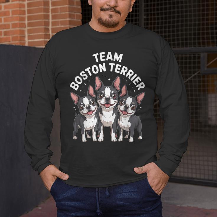 Cute Cartoon For Dog Owners Pet Team Boston Terrier Men's Long Sleeve T-Shirt, funny design