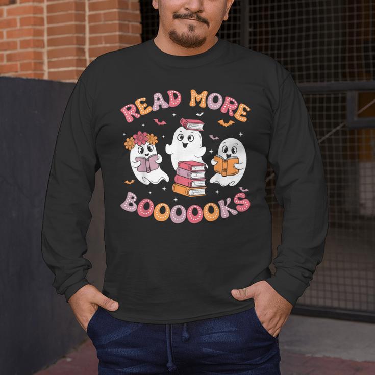 Cute Ghost Book Read More Books Teachers Halloween Men's Long Sleeve T-Shirt, funny design