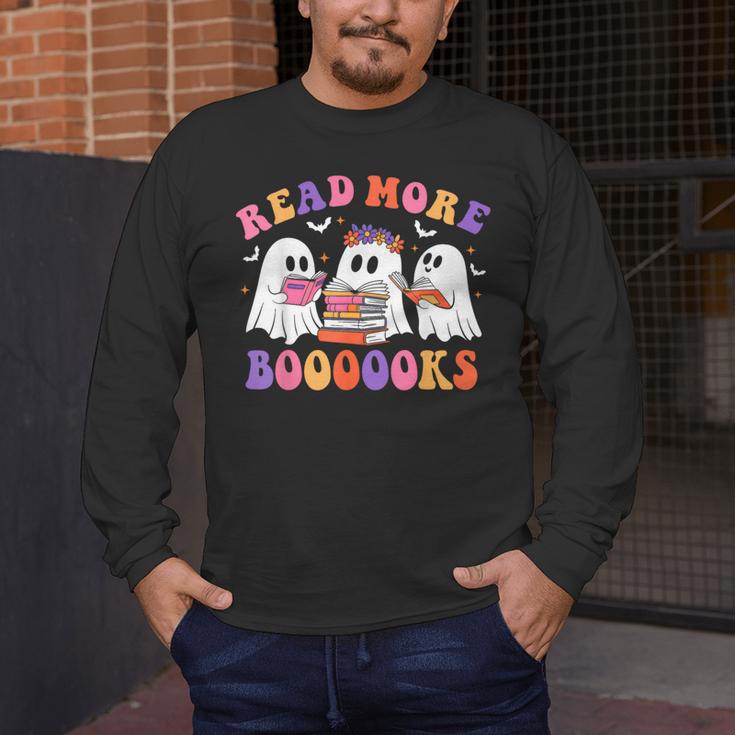 Cute Ghost Read More Books Lover Teacher Halloween Costume Men's Long Sleeve T-Shirt, funny design
