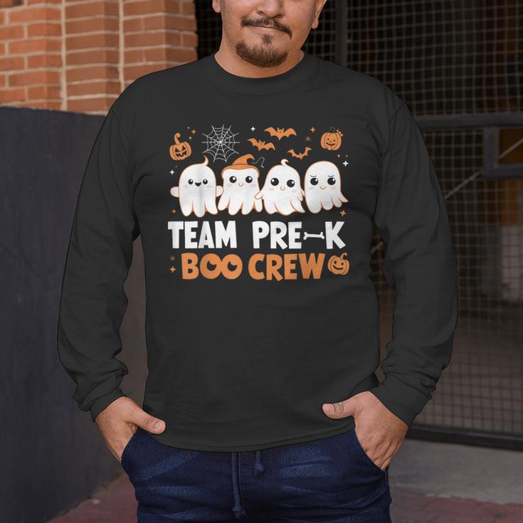 Cute Ghosts Pre-K Boo Crew Teachers Halloween Party Team For Men Women Kids Men's Long Sleeve T-Shirt, funny design Cute Ghosts Pre-K Boo Crew Teachers Halloween Party Team For Men Women Kids Men's Long Sleeve T-Shirt, funny design