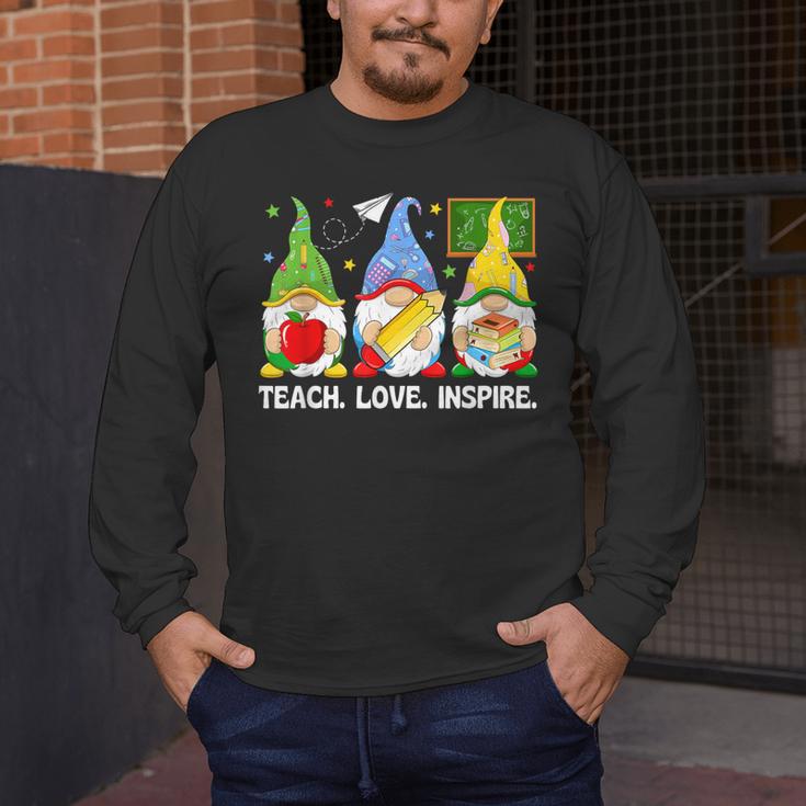 Cute Gnomes Teach Love And Inspire Back To School Teacher Men's Long Sleeve T-Shirt, funny design Cute Gnomes Teach Love And Inspire Back To School Teacher Men's Long Sleeve T-Shirt, funny design