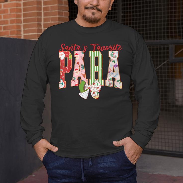 Cute Santas Favorite Para Christmas Paraprofessional Teacher Men's Long Sleeve T-Shirt, funny design
