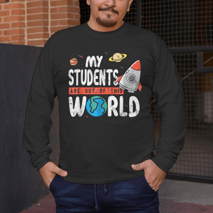 Cute Teacher My Students Are Out Of This World Space Men Women Kids Men's Long Sleeve T-Shirt, funny design