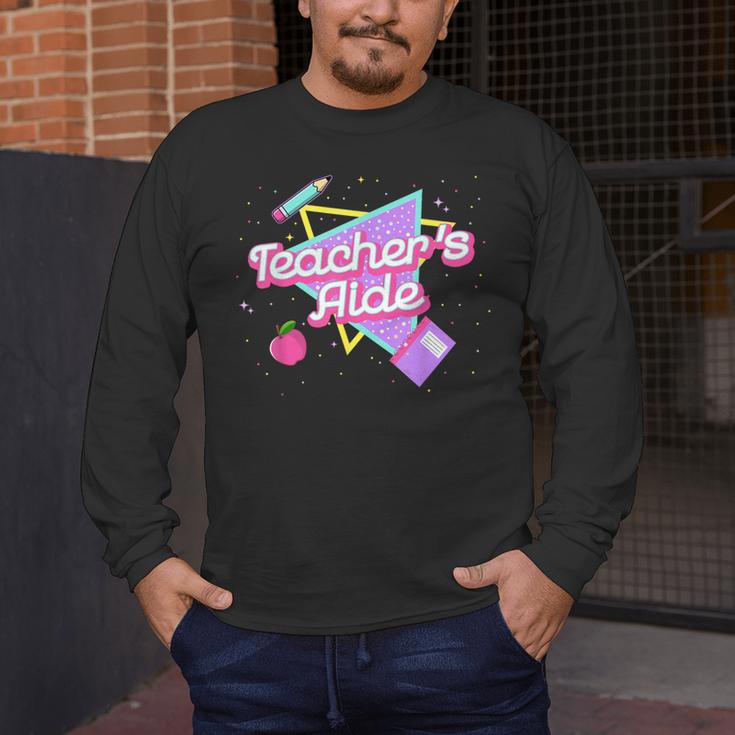 Cute Teacher's Aide Shirt 80's 90's Back To School For Men Women Men's Long Sleeve T-Shirt, funny design