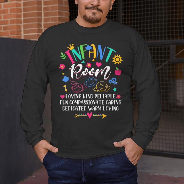 Daycare Provider Loving Kind Reliable Infant Room Teacher Men's Long Sleeve T-Shirt, funny design Daycare Provider Loving Kind Reliable Infant Room Teacher Men's Long Sleeve T-Shirt, funny design