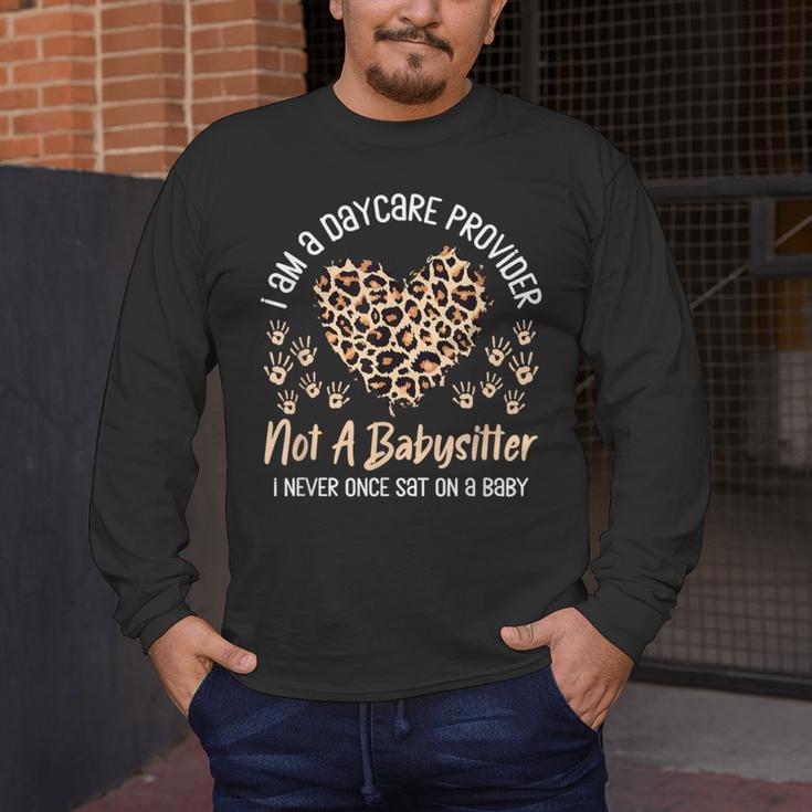 Daycare Provider Teacher Childcare Worker Leopard Heart Fun Men's Long Sleeve T-Shirt, funny design