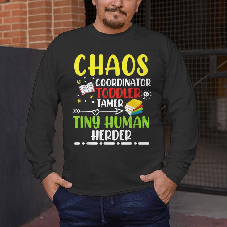 Daycare Teacher School Chaos Coordinator Toddler Tamer For Men Women Kids Men's Long Sleeve T-Shirt, funny design