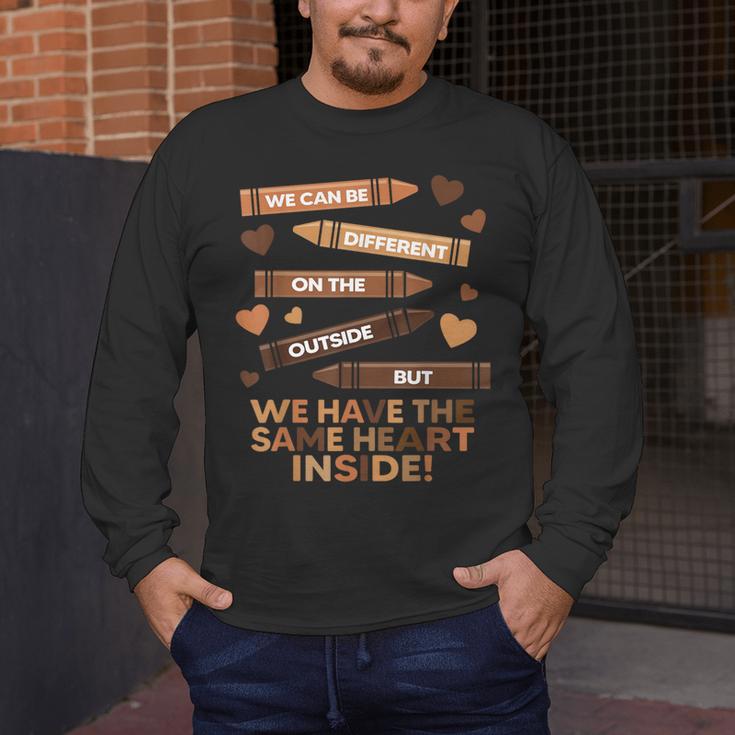 We Can Be Different On The Outside Melanin Teacher Men Women Kids Men's Long Sleeve T-Shirt, funny design We Can Be Different On The Outside Melanin Teacher Men Women Kids Men's Long Sleeve T-Shirt, funny design