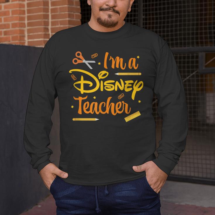 Disney Back To School I'm A Disney Teacher Crafty Logo Men's Long Sleeve T-Shirt, funny design Disney Back To School I'm A Disney Teacher Crafty Logo Men's Long Sleeve T-Shirt, funny design