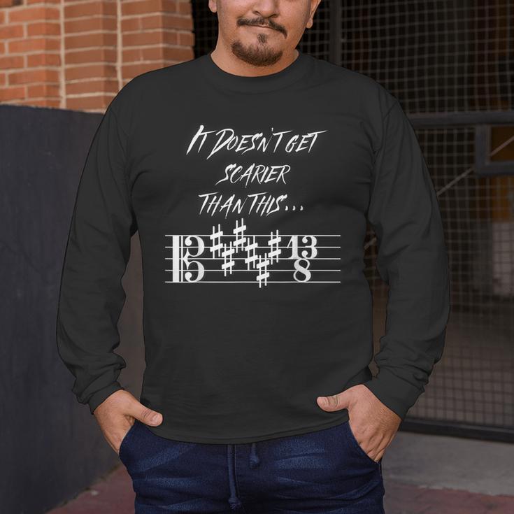 It Doesn't Get Scarier Halloween Music Teacher Costume For Men Women Men's Long Sleeve T-Shirt, funny design