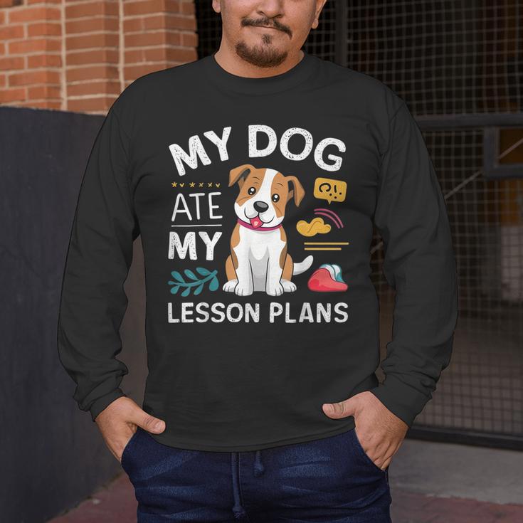 My Dog Ate My Lesson Plan Teacher Back To School Men's Long Sleeve T-Shirt, funny design My Dog Ate My Lesson Plan Teacher Back To School Men's Long Sleeve T-Shirt, funny design