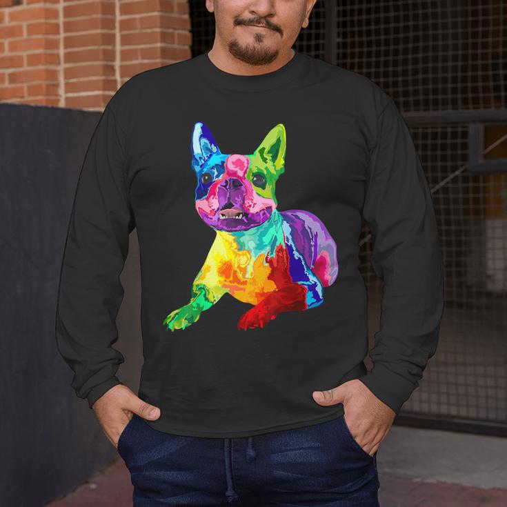 Dog Lover Boston Terrier Dog Colorful Boston Terrier Men Women Kids Men's Long Sleeve T-Shirt, funny design