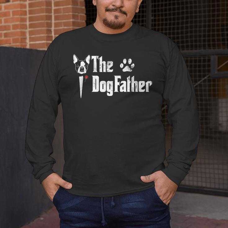 The Dogfather Boston Terrier Dog Dad Father's Day Men's Long Sleeve T-Shirt, funny design