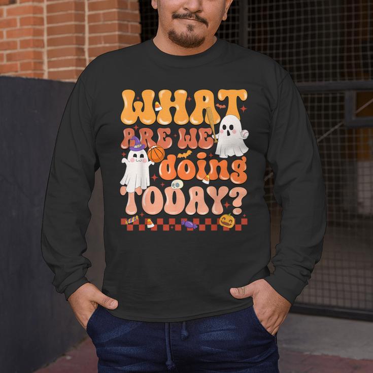 What Are We Doing Today Halloween PE Spooky Teacher Men's Long Sleeve T-Shirt, funny design