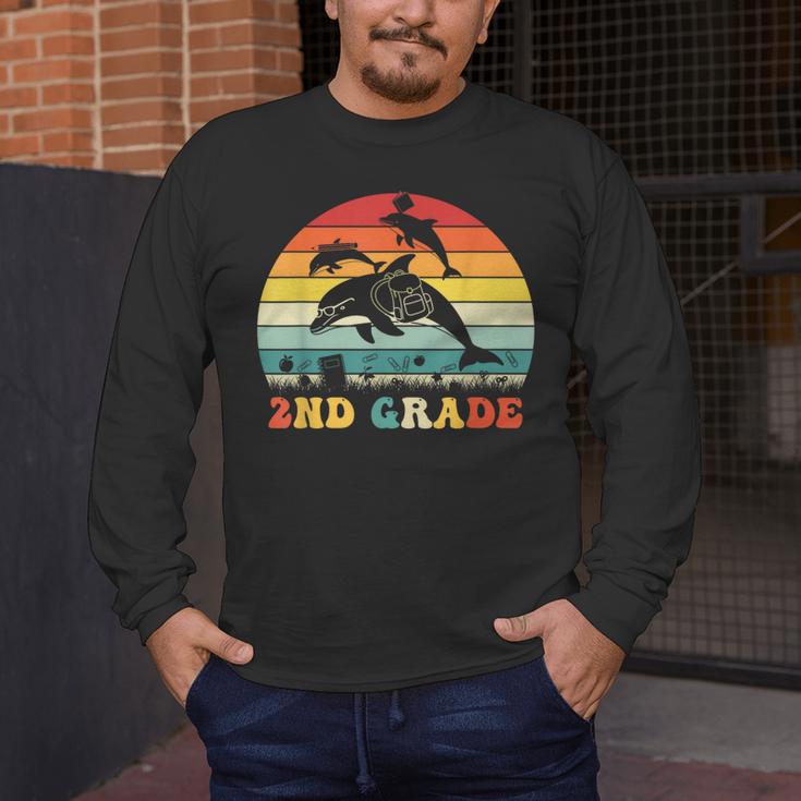 Dolphin Second Grade Back To School Teacher Student Men's Long Sleeve T-Shirt, funny design