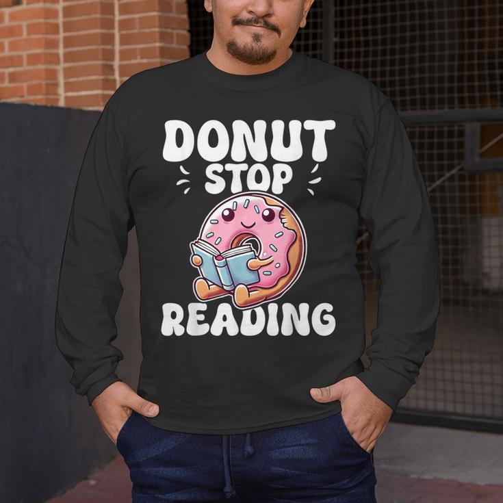 Donut Stop Reading Kawaii Teacher Preschool Kindergarten Men's Long Sleeve T-Shirt, funny design