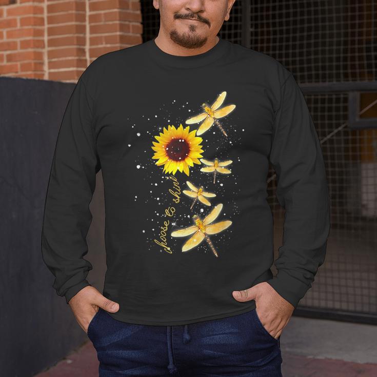 Dragonfly Sunflower Teacher Growth Mindset Choose To Shine Men's Long Sleeve T-Shirt, funny design Dragonfly Sunflower Teacher Growth Mindset Choose To Shine Men's Long Sleeve T-Shirt, funny design