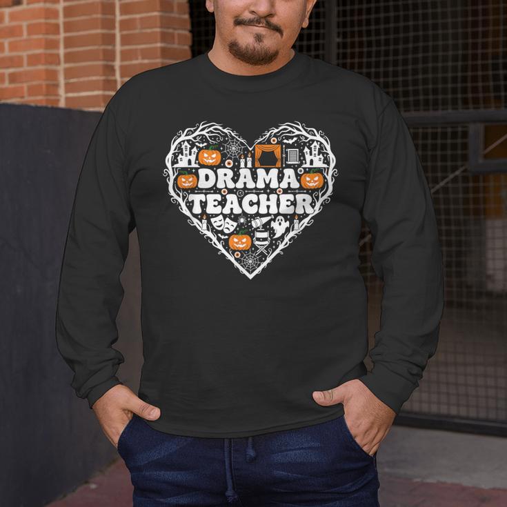 Drama Teacher Heart Pumpkin Ghost Halloween Kids Men's Long Sleeve T-Shirt, funny design