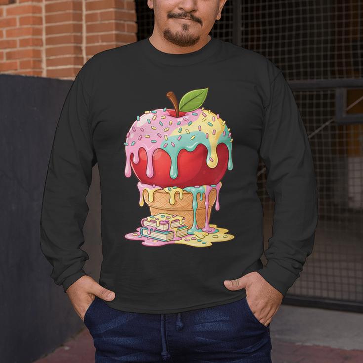 Dripping Apple Ice Cream Cone Cute Teacher Appreciation Men's Long Sleeve T-Shirt, funny design Dripping Apple Ice Cream Cone Cute Teacher Appreciation Men's Long Sleeve T-Shirt, funny design