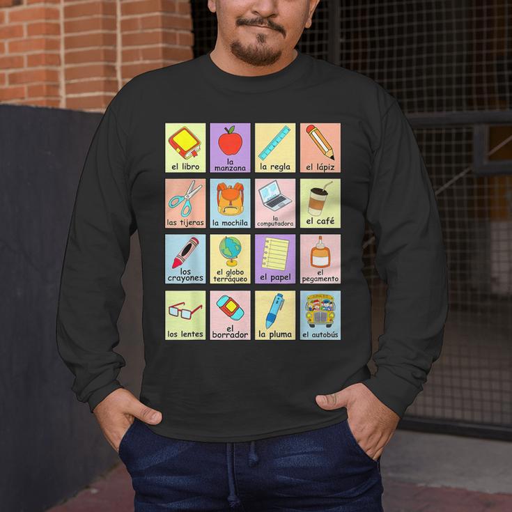 Dual Language Crew Bilingual Spanish Teacher Back To School For Men Women Men's Long Sleeve T-Shirt, funny design Dual Language Crew Bilingual Spanish Teacher Back To School For Men Women Men's Long Sleeve T-Shirt, funny design