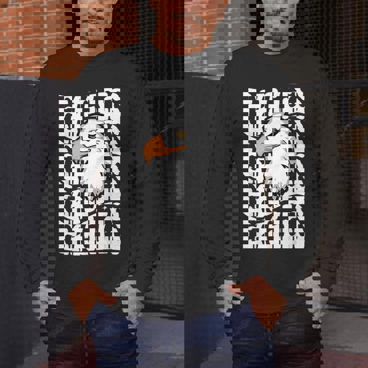 Eagles School Sports Fan Team Spirit Teacher Parent Student Men&#x27;s Long Sleeve T-Shirt, funny design