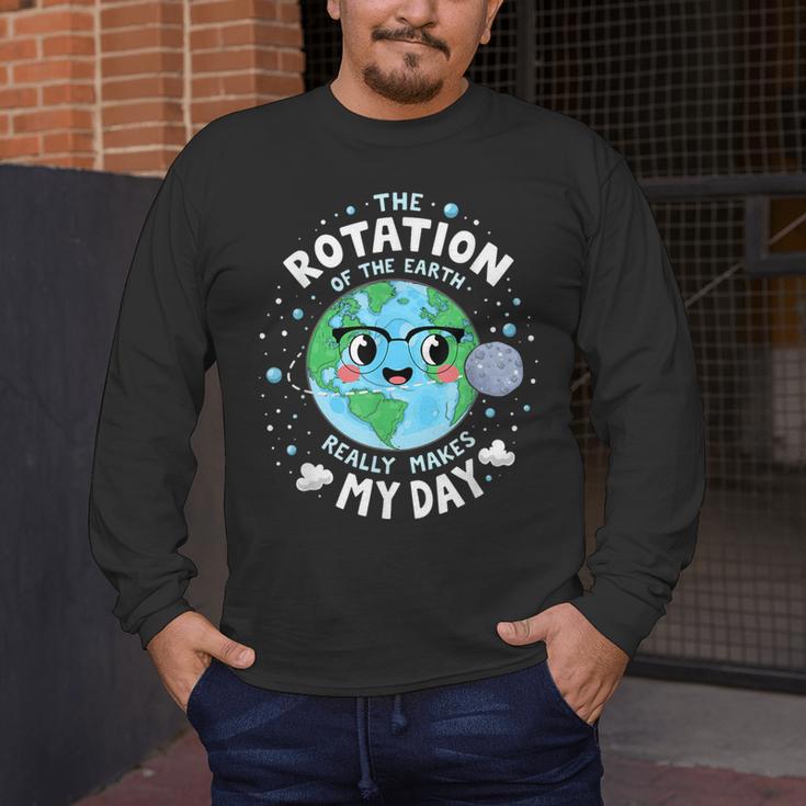 Earth Day Rotation Of The Earth Makes My Day Science Teacher Men's Long Sleeve T-Shirt, funny design Earth Day Rotation Of The Earth Makes My Day Science Teacher Men's Long Sleeve T-Shirt, funny design
