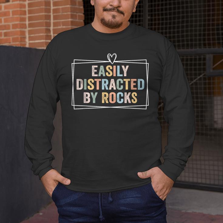 Easily Distracted By Rocks Geology Teacher Men's Long Sleeve T-Shirt, funny design Easily Distracted By Rocks Geology Teacher Men's Long Sleeve T-Shirt, funny design