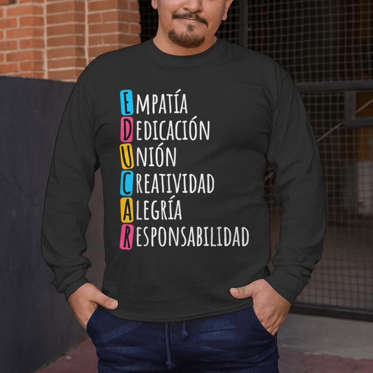 Educar Bilingual Spanish Teacher Men's Long Sleeve T-Shirt, funny design Educar Bilingual Spanish Teacher Men's Long Sleeve T-Shirt, funny design