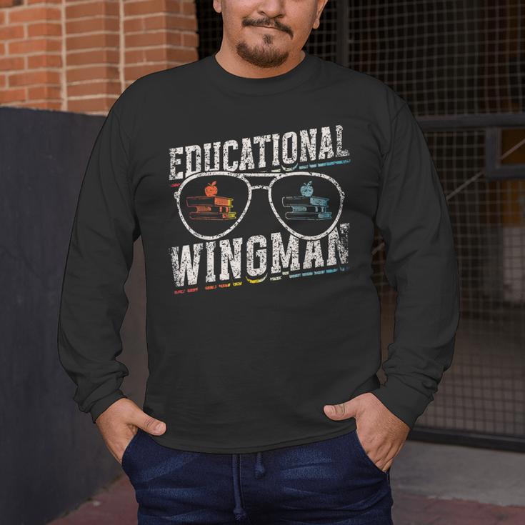 Educational Wingman Assisting Teacher Teaching Assistant Men's Long Sleeve T-Shirt, funny design Educational Wingman Assisting Teacher Teaching Assistant Men's Long Sleeve T-Shirt, funny design