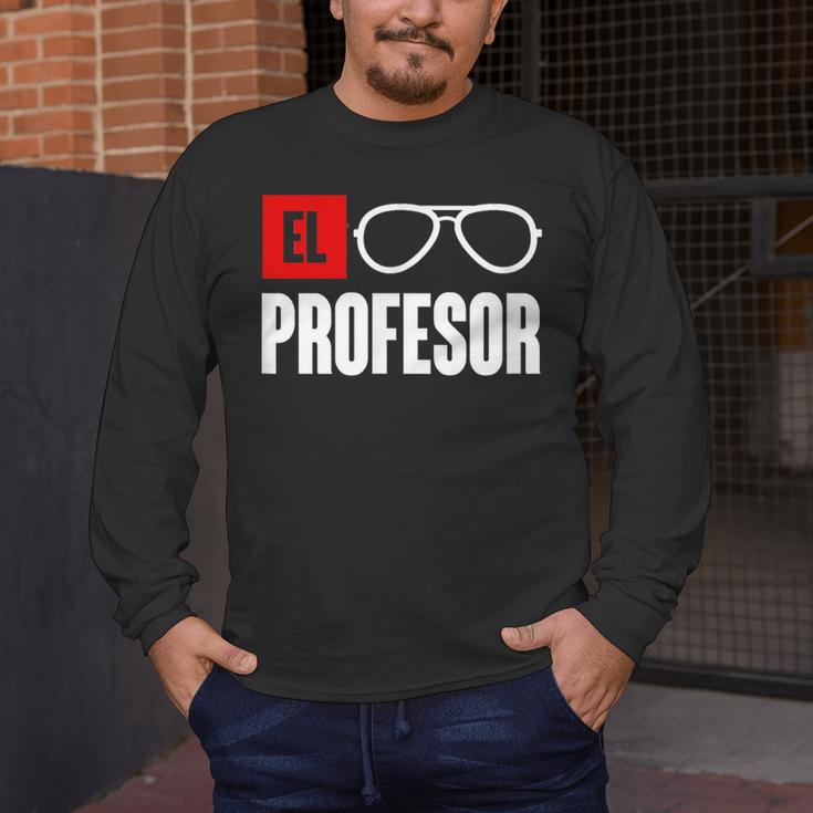 El Professor Money Costume Profesor Glasses Men Teacher Gift Men's Long Sleeve T-Shirt, funny design El Professor Money Costume Profesor Glasses Men Teacher Gift Men's Long Sleeve T-Shirt, funny design