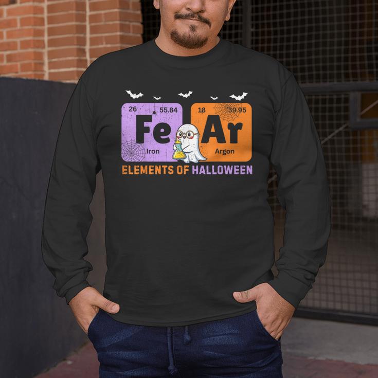 Elements Of Halloween Fear Periodically Chemistry Teacher Men's Long Sleeve T-Shirt, funny design Elements Of Halloween Fear Periodically Chemistry Teacher Men's Long Sleeve T-Shirt, funny design