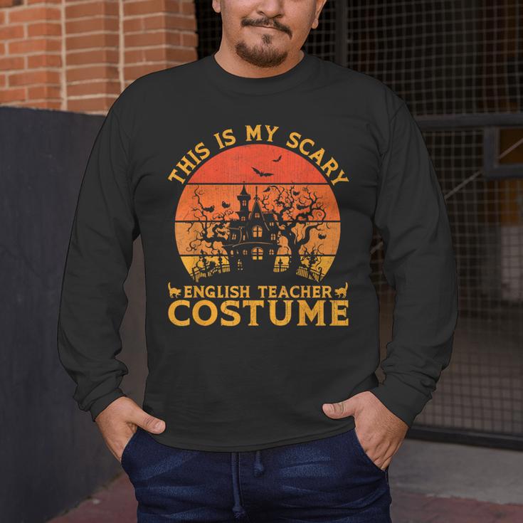 English Teacher Matching This Is My Scary Halloween Costume Men's Long Sleeve T-Shirt, funny design