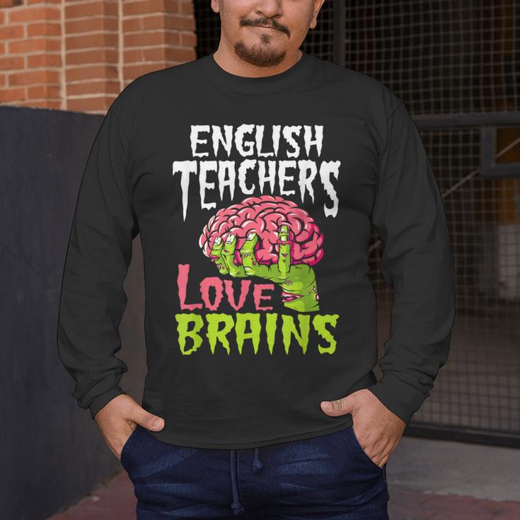 English Teachers Love Brains Zombie Teacher School Halloween Men's Long Sleeve T-Shirt, funny design English Teachers Love Brains Zombie Teacher School Halloween Men's Long Sleeve T-Shirt, funny design