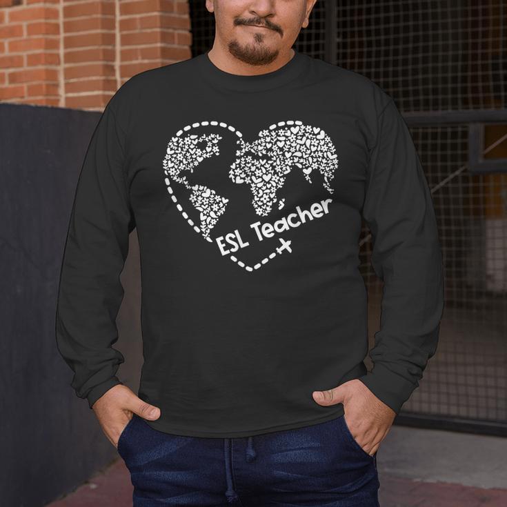 ESL Teacher ESOL Student Cute Heart Shape English Teacher Men's Long Sleeve T-Shirt, funny design