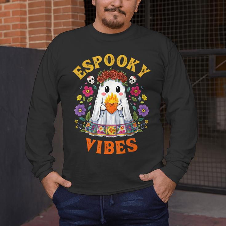 Espooky Vibes Spanish Mexican Halloween Ghost Teachers Men's Long Sleeve T-Shirt, funny design Espooky Vibes Spanish Mexican Halloween Ghost Teachers Men's Long Sleeve T-Shirt, funny design