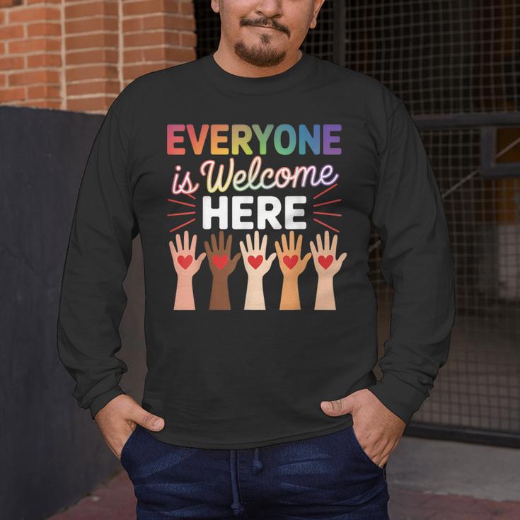 Everyone Is Welcome Here Shirt Teacher Men's Long Sleeve T-Shirt, funny design Everyone Is Welcome Here Shirt Teacher Men's Long Sleeve T-Shirt, funny design