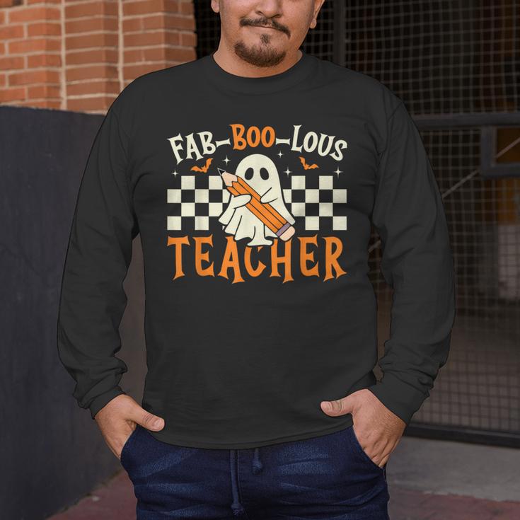 Fab Boo Lous Teacher Retro Ghost Spooky Halloween Costume Men's Long Sleeve T-Shirt, funny design Fab Boo Lous Teacher Retro Ghost Spooky Halloween Costume Men's Long Sleeve T-Shirt, funny design