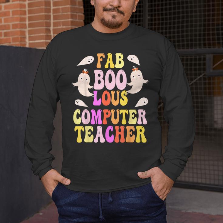 Faboolous COMPUTER TEACHER Costume This Is My Spooky Mom Dad Men's Long Sleeve T-Shirt, funny design