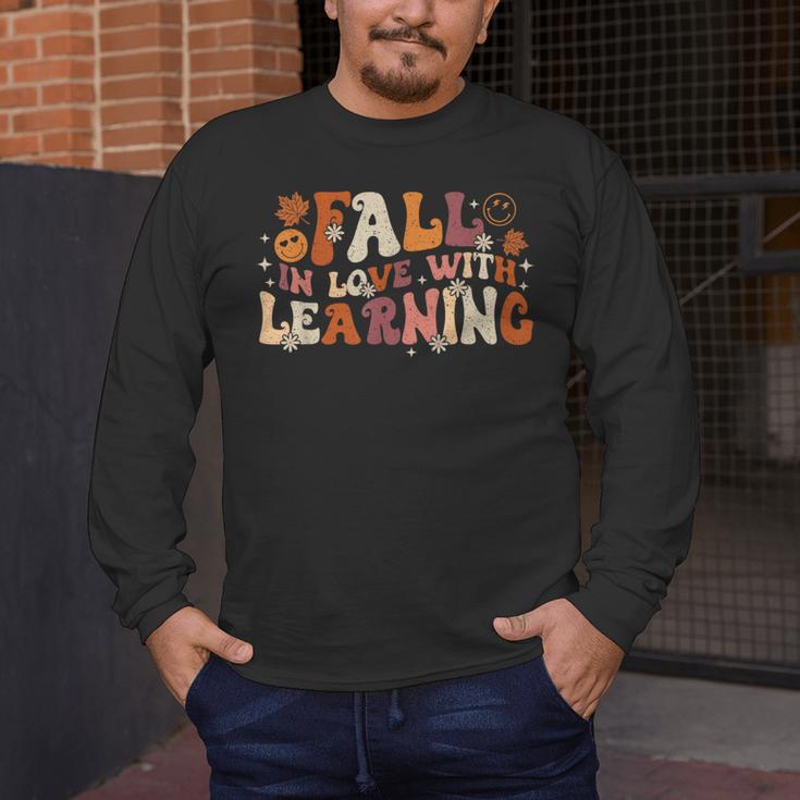 Fall In Love With Learning Autum Thanksgiving Teacher Kids Men's Long Sleeve T-Shirt, funny design Fall In Love With Learning Autum Thanksgiving Teacher Kids Men's Long Sleeve T-Shirt, funny design