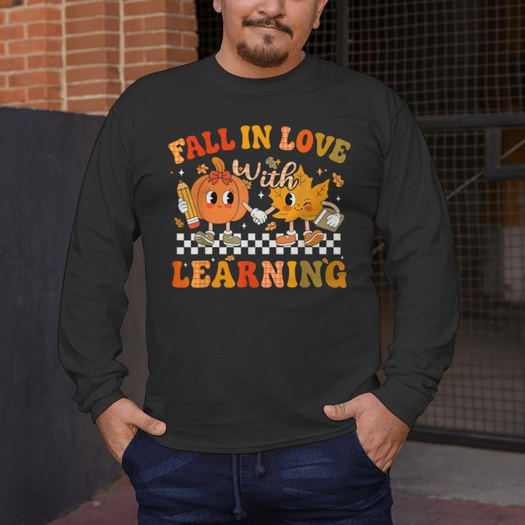 Fall In Love With Learning Autumn Pumpkin Fall Teacher Kids Men's Long Sleeve T-Shirt, funny design Fall In Love With Learning Autumn Pumpkin Fall Teacher Kids Men's Long Sleeve T-Shirt, funny design