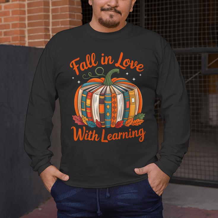 Fall In Love With Learning Book Lover Autumn Pumpkin Teacher Men's Long Sleeve T-Shirt, funny design Fall In Love With Learning Book Lover Autumn Pumpkin Teacher Men's Long Sleeve T-Shirt, funny design
