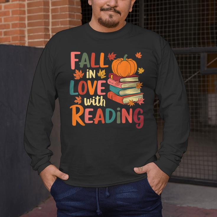 Fall In Love With Reading Autumn Thanksgiving Shirt Teacher Men's Long Sleeve T-Shirt, funny design Fall In Love With Reading Autumn Thanksgiving Shirt Teacher Men's Long Sleeve T-Shirt, funny design