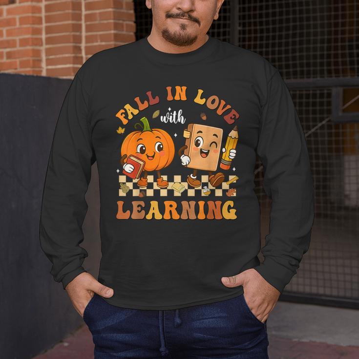 Fall In Love With Reading Book Autumn Pumpkins And Teachers Men's Long Sleeve T-Shirt, funny design Fall In Love With Reading Book Autumn Pumpkins And Teachers Men's Long Sleeve T-Shirt, funny design