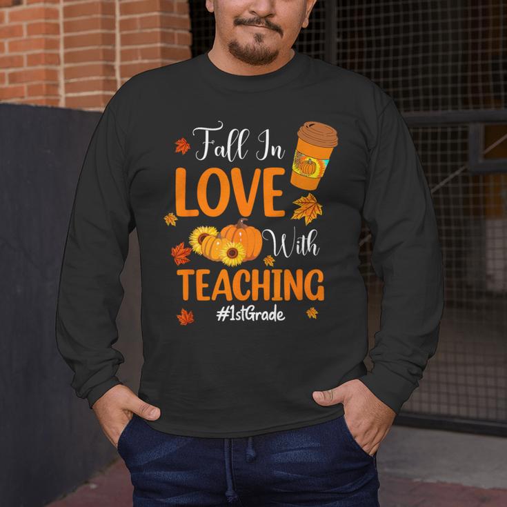 Fall In Love With Teaching 1st Grade Teacher Thanksgiving For Men Women Girls Kids Men's Long Sleeve T-Shirt, funny design Fall In Love With Teaching 1st Grade Teacher Thanksgiving For Men Women Girls Kids Men's Long Sleeve T-Shirt, funny design