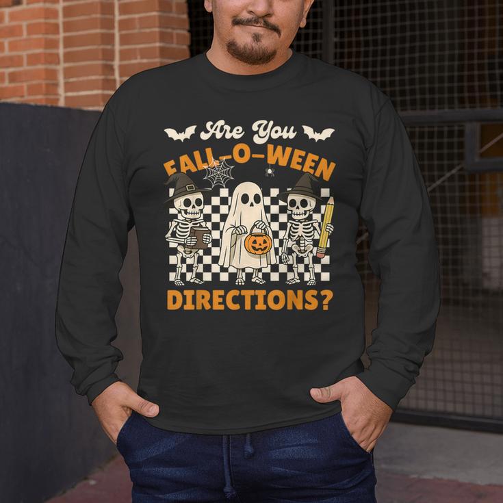 Are You Fall o Ween Directions Halloween Skeleton Teacher Men's Long Sleeve T-Shirt, funny design Are You Fall o Ween Directions Halloween Skeleton Teacher Men's Long Sleeve T-Shirt, funny design