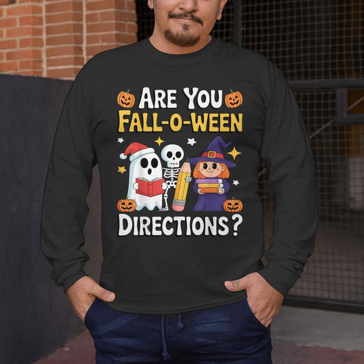 Are You Fall O Ween Directions Halloween Teacher Ghost Men's Long Sleeve T-Shirt, funny design Are You Fall O Ween Directions Halloween Teacher Ghost Men's Long Sleeve T-Shirt, funny design